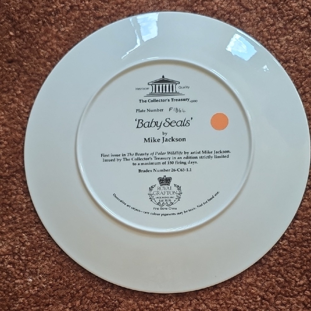 Baby Seals By Mike Jackson Seal Pup Royal Grafton Collectors Decorative Plate - Picture 3 of 12